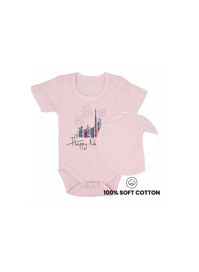 Happy New Year In Dubai With This Soft Cotton Baby Short Sleeve Onesie-Baby Bodysuit For New Year's Dubai-Baby's New Year's Outfit