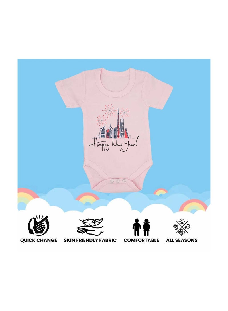 Happy New Year In Dubai With This Soft Cotton Baby Short Sleeve Onesie-Baby Bodysuit For New Year's Dubai-Baby's New Year's Outfit