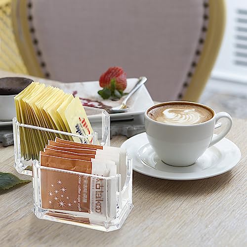 ELLDOO Set of 4 Sugar Packet Holder, Acrylic Sugar Bowl for Restaurant, Tea Bag Organizer, Small Condiments Packet Holder Sugar Caddy Dispenser for Countertop Coffee Bar - Image 3