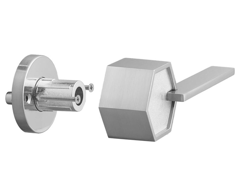 Berlin Modisch Zero Gravity Metro Series Dummy Lever مقبض الباب مجموعة من 2 مجموعة رافعة فقط غير دوارة من جانب واحد [للخزانة أو الأبواب الفرنسية] شديدة التحمل - لمسة نهائية من النيكل الساتان - Image 2