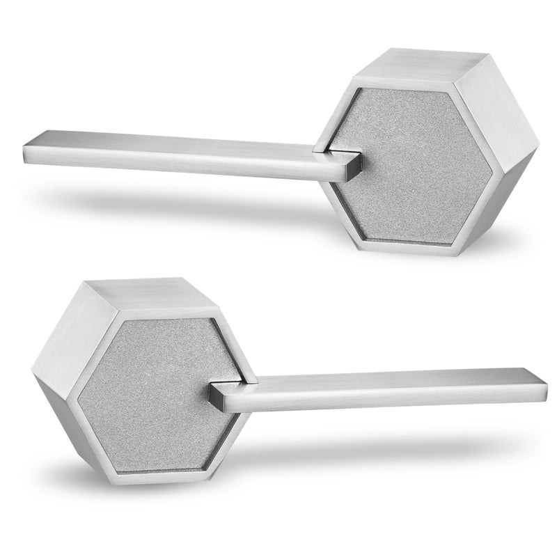 Berlin Modisch Zero Gravity Metro Series Dummy Lever مقبض الباب مجموعة من 2 مجموعة رافعة فقط غير دوارة من جانب واحد [للخزانة أو الأبواب الفرنسية] شديدة التحمل - لمسة نهائية من النيكل الساتان - Image 1