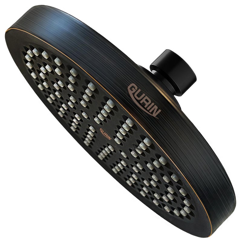 GURIN Shower Head High Pressure Rain, Luxury Bathroom Showerhead with Adjustable Angles, Anti-Clogging Silicone Nozzles - Oil Rubbed Bronze, 6 Inch Round - Image 2