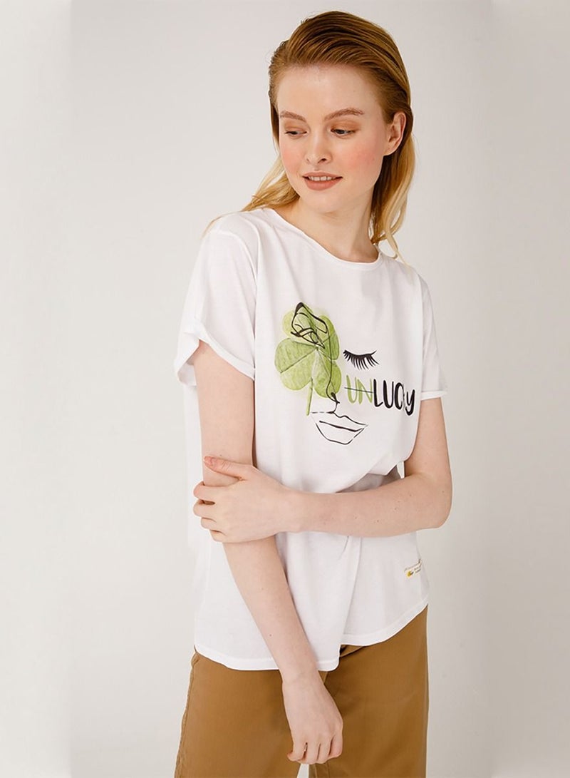 Biggdesign Biggdesign Faces Lucky Womens Crew Neck T-Shirt  - Image 4