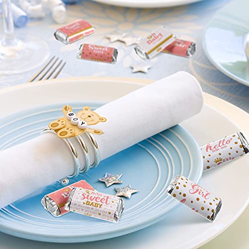 Clabby Baby Shower Candy Wrappers Mini Candy Bar Miniatures Wrappers Chocolate Bar Label Stickers for Baby Shower Decor(90 Pieces,Pink Girl Style) - Image 5