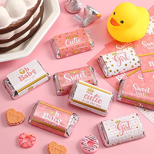 Clabby Baby Shower Candy Wrappers Mini Candy Bar Miniatures Wrappers Chocolate Bar Label Stickers for Baby Shower Decor(90 Pieces,Pink Girl Style) - Image 3