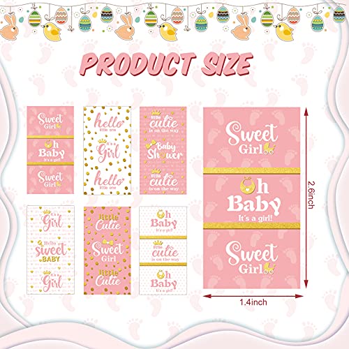 Clabby Baby Shower Candy Wrappers Mini Candy Bar Miniatures Wrappers Chocolate Bar Label Stickers for Baby Shower Decor(90 Pieces,Pink Girl Style) - Image 2