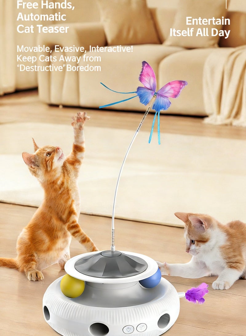 Ding Zap Rotating Interactive Cat Toy Featuring a Flexible Teaser Wand and Detachable Play Balls — Designed to Promote Mental Stimulation, Satisfy Natural Hunting Instincts, and Alleviate Boredom in Indoor Cats. Equipped with a Weighted, Non-Slip Base for Enhanced Stability; Suitable for Cats of All Sizes. - Image 1