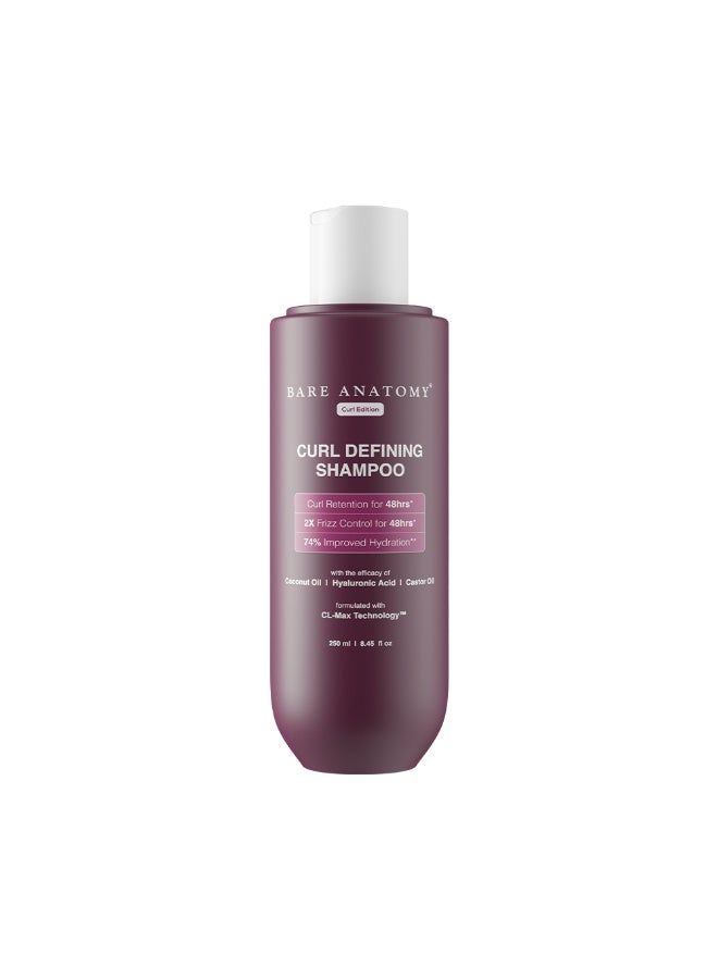 BARE ANATOMY Curl Defining Shampoo | Curl Retention & 2X Frizz Protection For 48 Hours | Powered By Coconut Oil, Hyaluronic Acid & Castor Oil | Sulphate & Paraben Free | Women & Men | 250 ml - Image 1