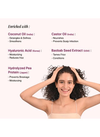 Curl Defining Shampoo | Curl Retention & 2X Frizz Protection For 48 Hours | Powered By Coconut Oil, Hyaluronic Acid & Castor Oil | Sulphate & Paraben Free | Women & Men | 250 ml - view 4
