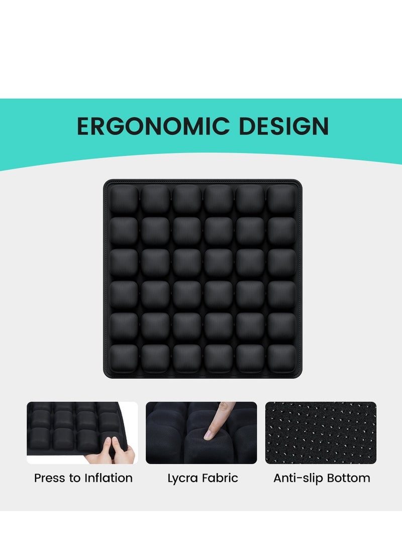 1pc 3D Pressure Relief Air Cushion - Office Chair Car Seat Cushion, Back Support Pad for Desk, Chair, Wheelchair, Adjustable Softness Ergonomic Cushion, Portable and Inflatable - Image 1
