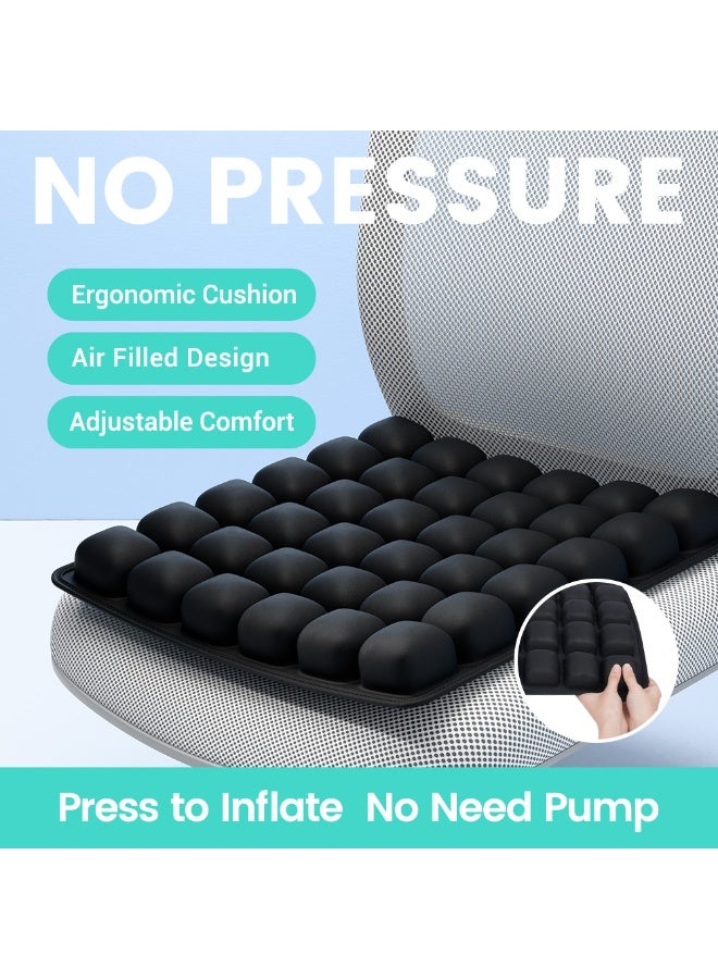 1pc 3D Pressure Relief Air Cushion - Office Chair Car Seat Cushion, Back Support Pad for Desk, Chair, Wheelchair, Adjustable Softness Ergonomic Cushion, Portable and Inflatable - Image 2