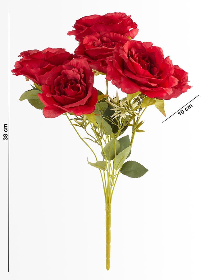 Noon East Rose 1pc Flower Bunch with 7 buds – Red | 62cm Artificial Flower Bunch | Ideal for Wedding, Living Room Decor, Hotel, Party Decoration, and DIY Décor - Image 3