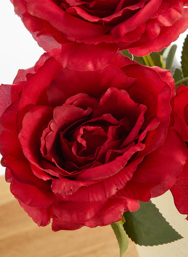 Noon East Rose 1pc Flower Bunch with 7 buds – Red | 62cm Artificial Flower Bunch | Ideal for Wedding, Living Room Decor, Hotel, Party Decoration, and DIY Décor - Image 2