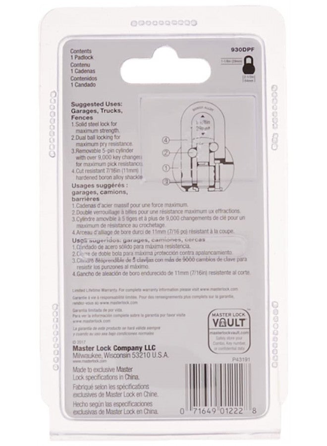 Master Lock Padlock, Solid Steel Lock, 2-1/2 in. Wide, 930DPF - Image 4