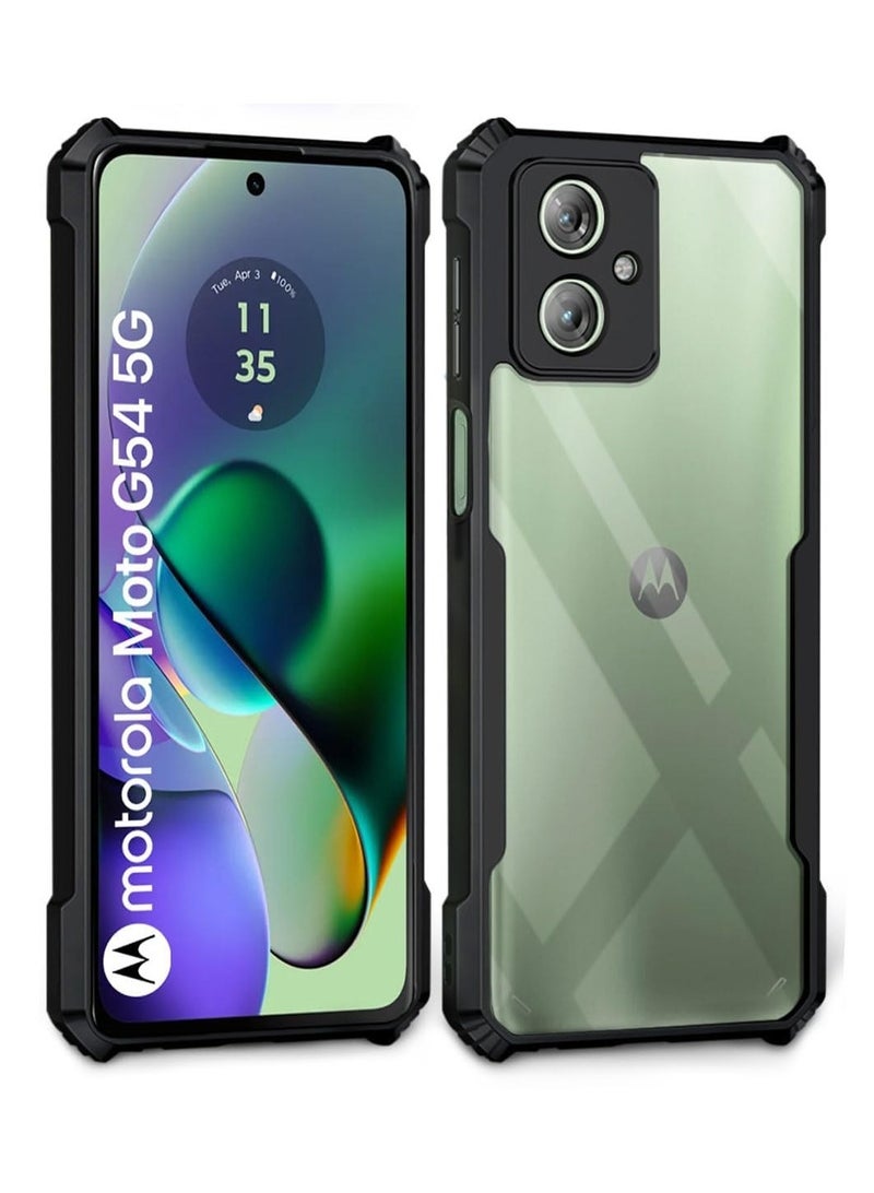 Techie غطاء خلفي واقٍ من الدرجة العسكرية مع إطار ممتص للصدمات من مادة TPU الناعمة المقاومة للصدمات لهاتف Motorola Moto G54 - أسود شفاف - Image 1