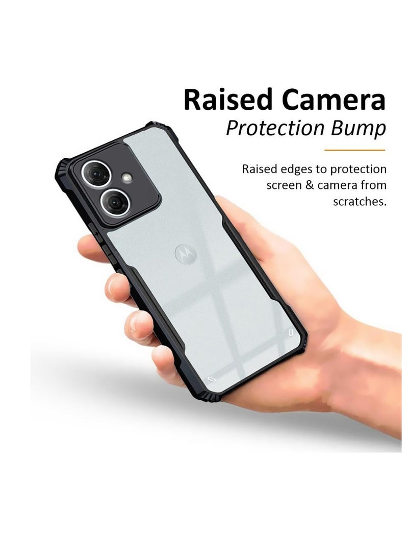 Techie غطاء خلفي واقٍ من الدرجة العسكرية مع إطار ممتص للصدمات من مادة TPU الناعمة المقاومة للصدمات لهاتف Motorola Moto G54 - أسود شفاف - Image 2