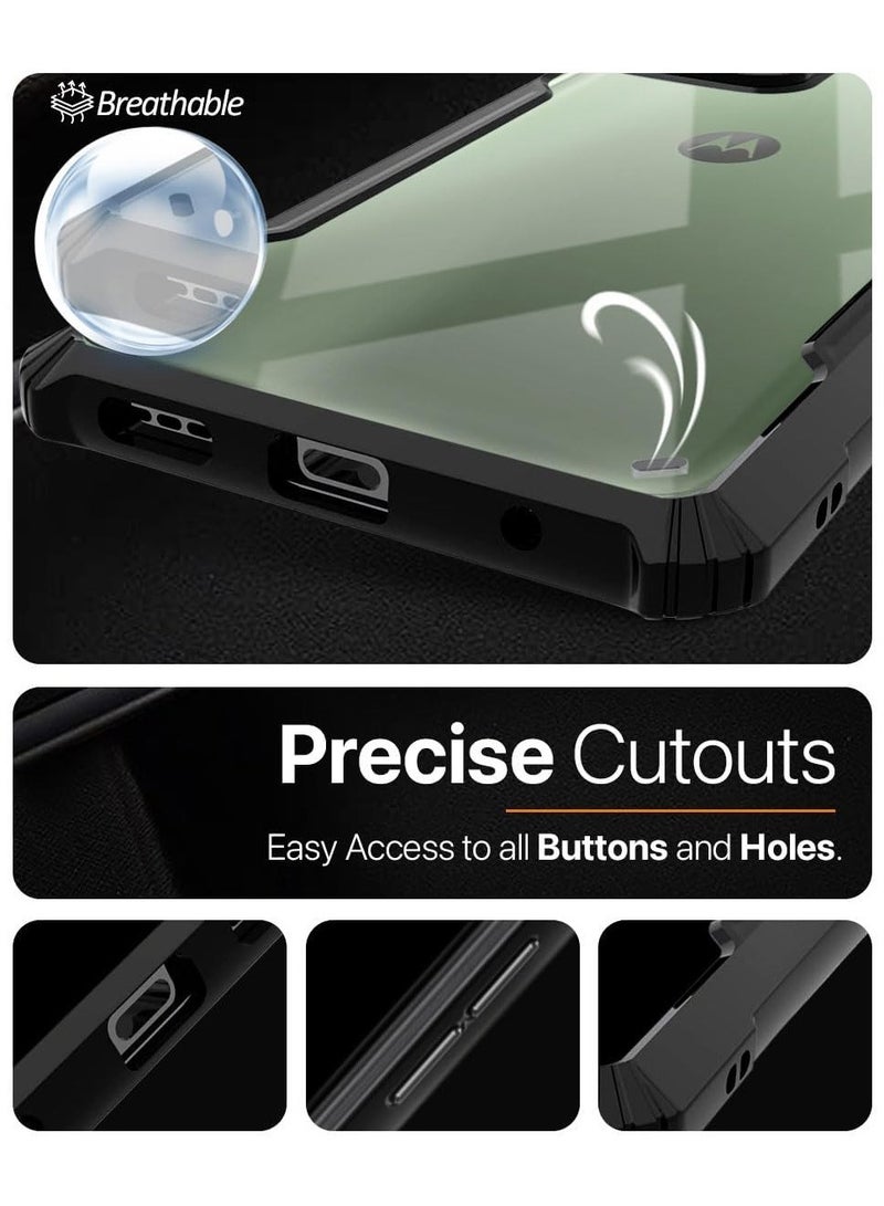 Techie غطاء خلفي واقٍ من الدرجة العسكرية مع إطار ممتص للصدمات من مادة TPU الناعمة المقاومة للصدمات لهاتف Motorola Moto G54 - أسود شفاف - Image 4