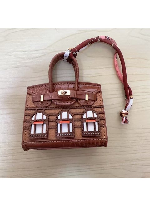 Mini Platinum Bag Charm Keychain Lipstick Holder brown