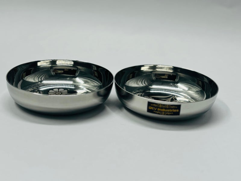 DEV INDUSTRIES Halwa Plate/Snacks Plate Lazer Design, Steel Plate Small, 11.5cm Each Stainless Steel, Multipurpose Steel Plate Set, Serving Plates (Set of 12) - Image 5