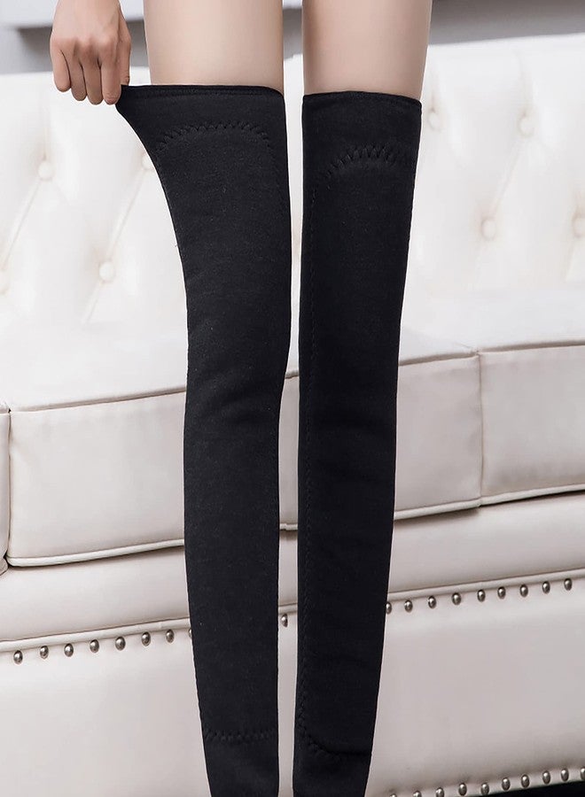 Clobeau Thicken Thermal Fleece Lined Leg Warmers Knee Warmers, Winter Warm Cashmere Wool Knee Brace Thickened Wool Leg Stocking Thermal Cycling Skiing Running Knee Pads Knee Sleeves for Women & Men - Image 2