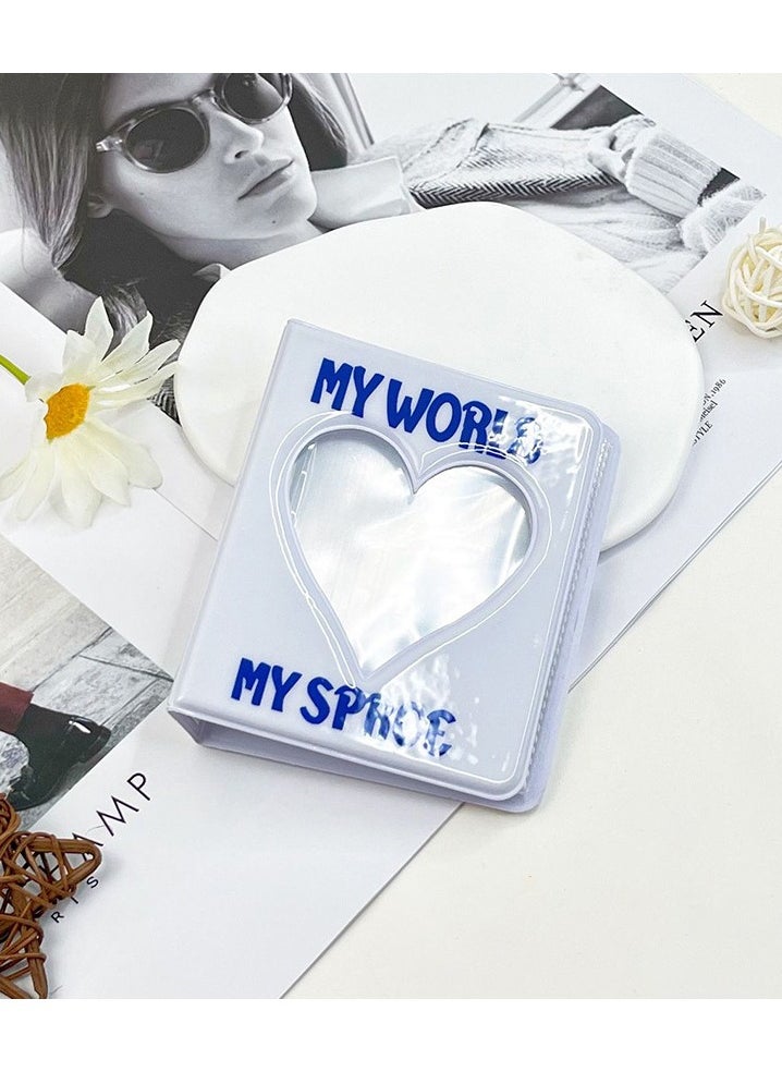 NIIMBOT 3 Inch Mini Photo Album Kpop with 128 Pockets, Photocard Binder Album Love Heart Hollow Design, Mini Photo Card Book Holder Super Kawaii Photocard Holder Binder for Business Card DIY Collection White  - Image 4