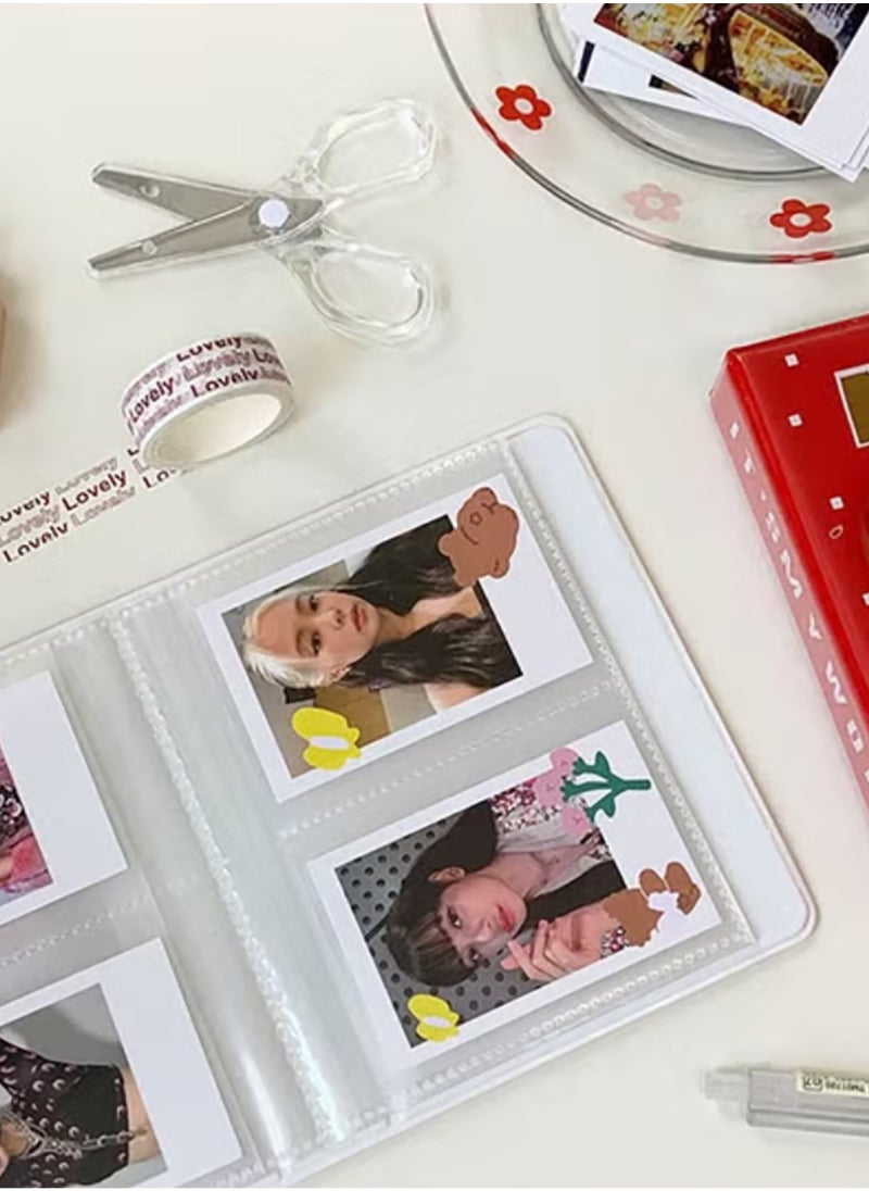 Generic 3 Inch Mini Photo Album Kpop with 128 Pockets, Photocard Binder Album Love Heart Hollow Design, Mini Photo Card Book Holder Super Kawaii Photocard Holder Binder for Business Card DIY Collection White  - Image 5