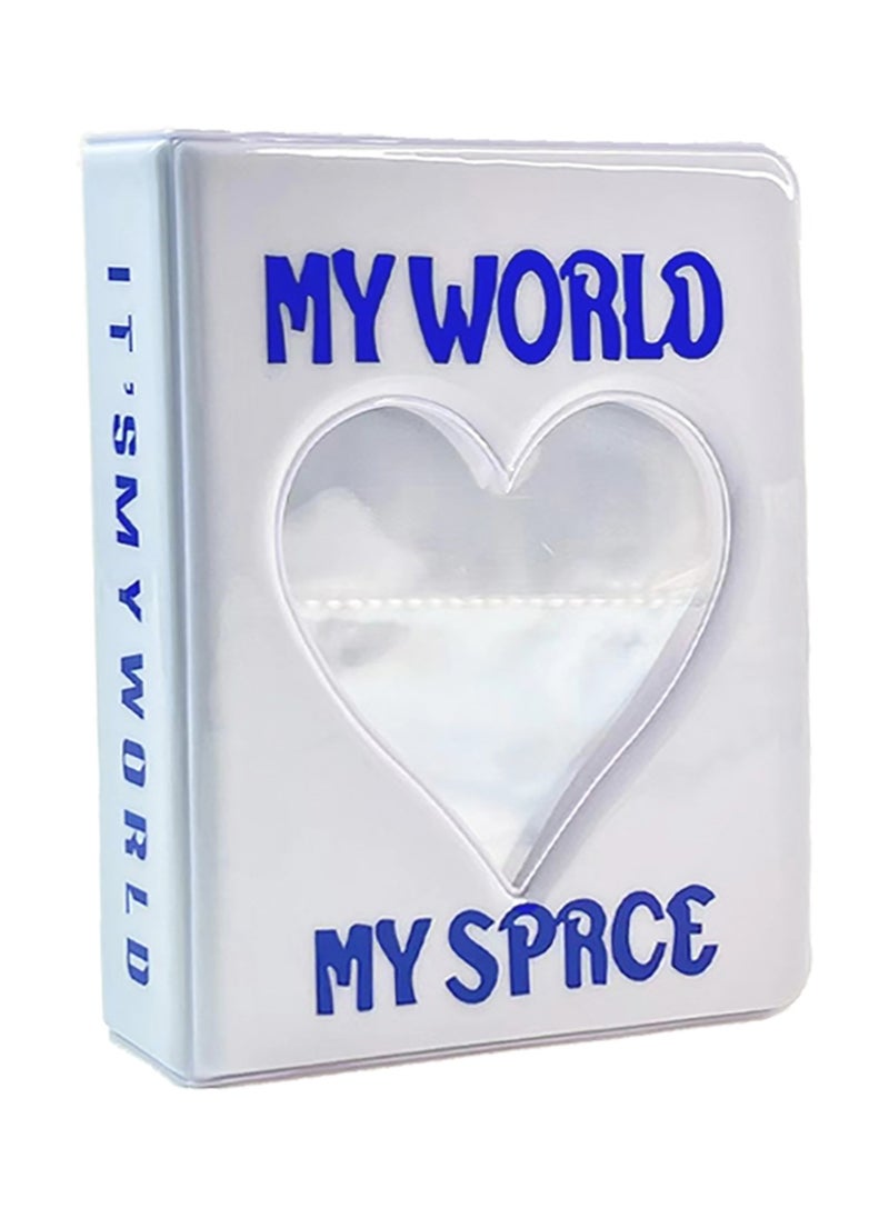 Generic 3 Inch Mini Photo Album Kpop with 128 Pockets, Photocard Binder Album Love Heart Hollow Design, Mini Photo Card Book Holder Super Kawaii Photocard Holder Binder for Business Card DIY Collection White  - Image 1