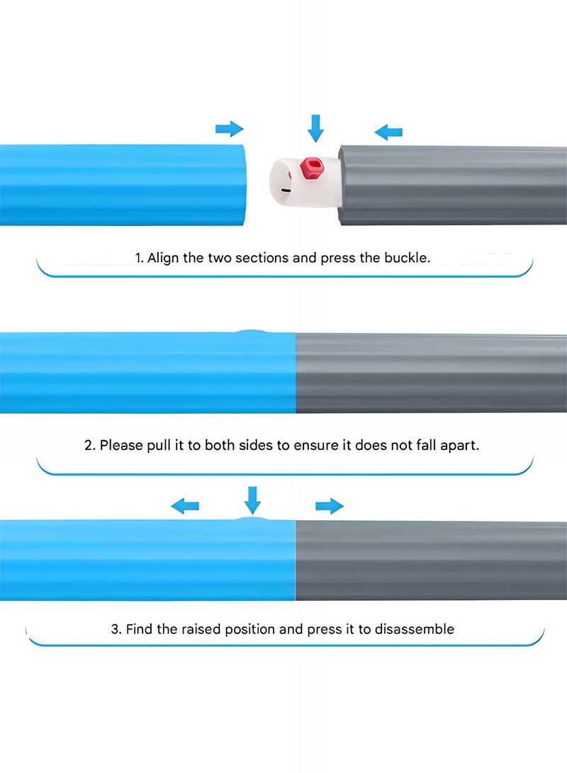 تايمي طوق هولا هوب من 8 أقسام قابلة للفك، حلقة هولا هوب للبالغين لفقدان الوزن مبطن بفوم ناعم - أزرق/رمادي - Image 2