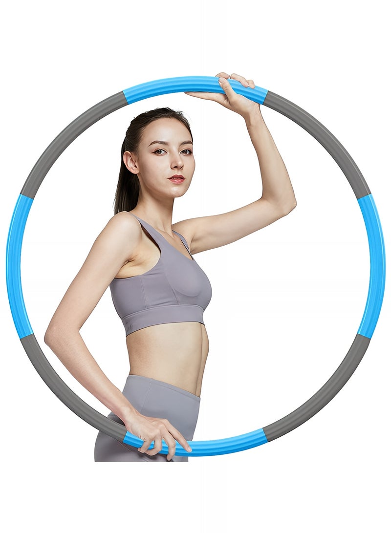 تايمي طوق هولا هوب من 8 أقسام قابلة للفك، حلقة هولا هوب للبالغين لفقدان الوزن مبطن بفوم ناعم - أزرق/رمادي - Image 1