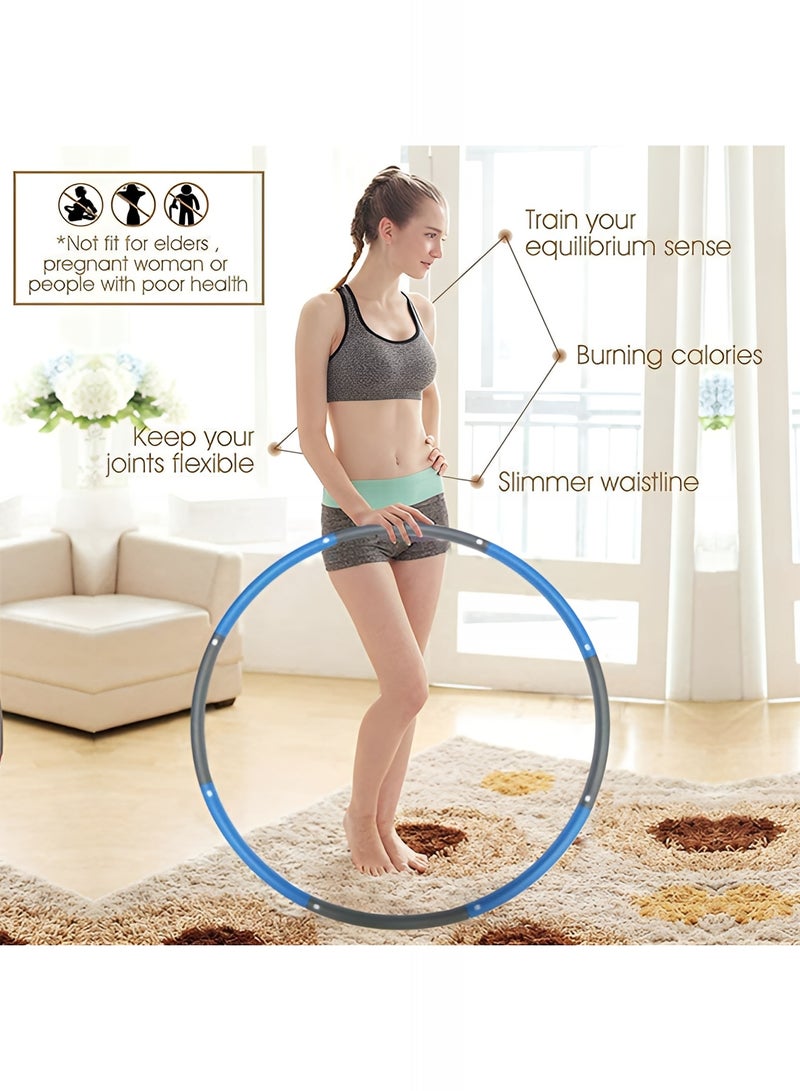 تايمي طوق هولا هوب من 8 أقسام قابلة للفك، حلقة هولا هوب للبالغين لفقدان الوزن مبطن بفوم ناعم - أزرق/رمادي - Image 4