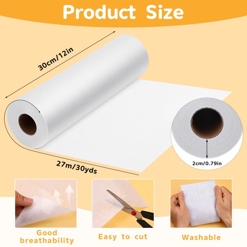 UzecPk Medium Weight Fusible Interfacing for Sewing: 12" X 30yd Interfacing Fabric for Sewing White Iron-On Non-Woven Fusible Interfacing for DIY Crafts Supplies Quilting Collars - Image 2