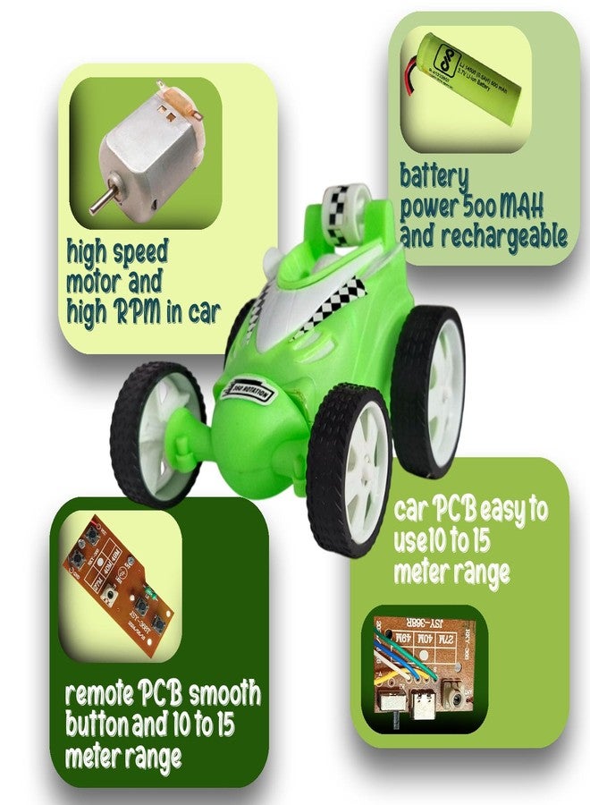 SMART BOY 360° Rechargeable Stunt Car - High-Speed Spinning Action, Extreme Stunts, USB Charging - RC Toy for Kids (368 - Green) - Image 5