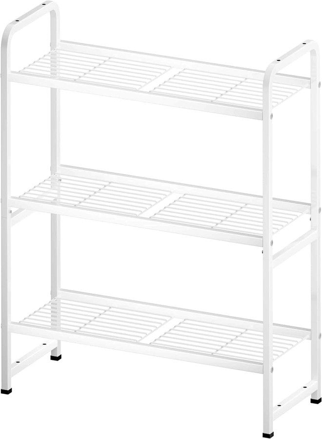 MWQ 3-Tier Metal Wire Storage Shelves,Sturdy Stackable Standing Storage Rack, Heavy Duty Garage Shelving Unit Organizers for Kitchen,Bathroom,Pantry (30" x 12" x 32", White)