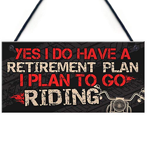Meijiafei MOTORCYCLE Sign Man Cave Hanging Plaque Gifts For Dad Grandad Brother Gifts For Men Retirement Keepsake 10" X 5" - Image 1
