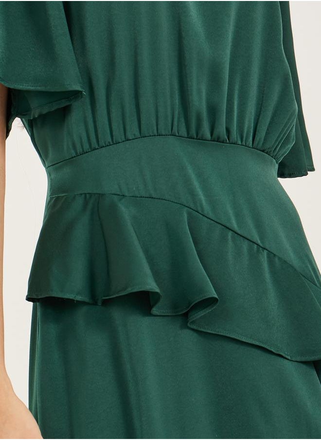 Styli Styli Plain Ruffle Detail A-Line Maxi Dress  - Image 4