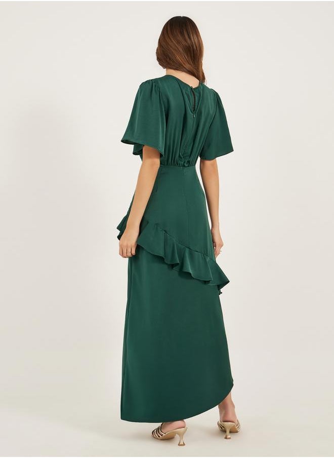 Styli Styli Plain Ruffle Detail A-Line Maxi Dress  - Image 5