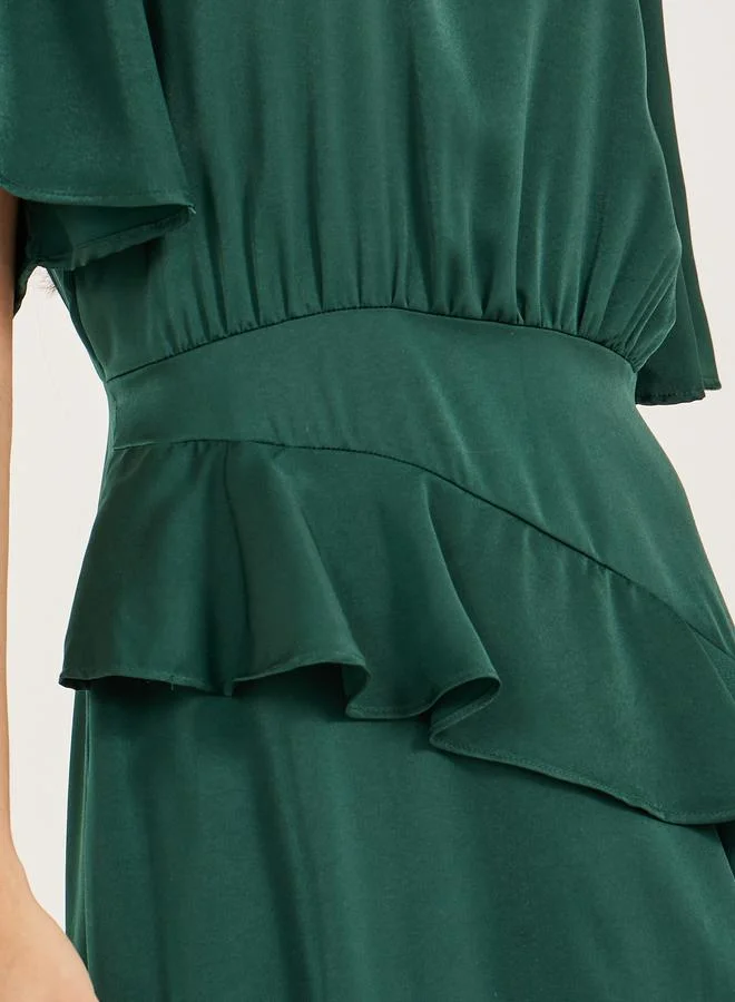 Styli Styli Plain Ruffle Detail A-Line Maxi Dress