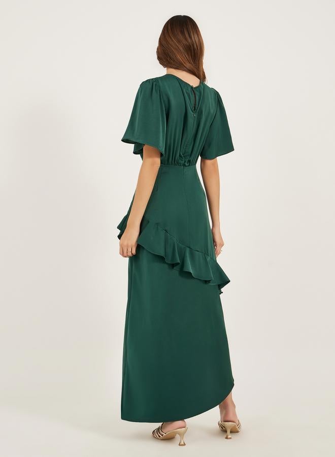 ستايلي فستان ماكسي ستايلي سادة بتفاصيل كشكش - Image 5