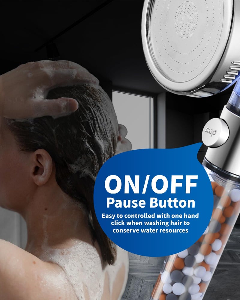 Luxsego Filtered Shower Head for Hard Water with Stop, High Pressure 4-Mode Shower Heads Built-in Power Spray to Clean Corner, Tub & Pets, Water Softener Handheld Shower to Remove Chlorine & Fluoride - Image 4