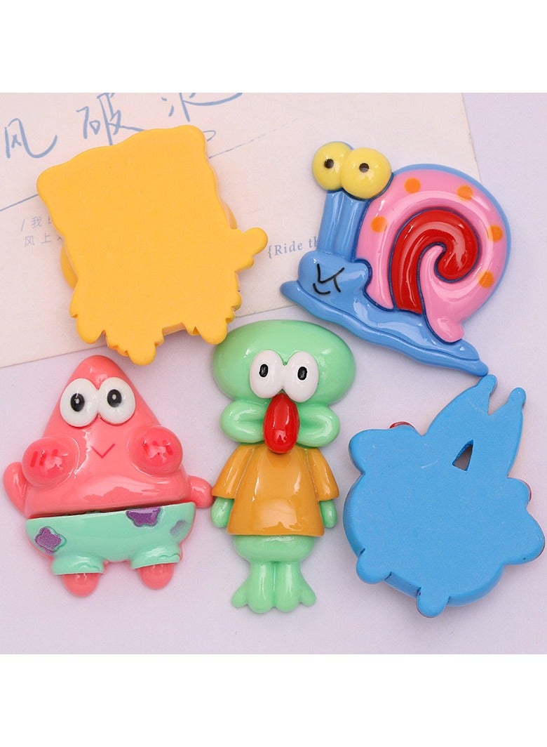 وينر مجموعة من 5 قطع مغناطيسية متعددة الأغراض من الراتنج، مغناطيسات ثلاجة ثلاثية الأبعاد، مجموعة شخصيات كرتونية من سلسلة سبونج بوب سكوير بانتس، مغناطيسات منزلية للثلاجة، ديكور منزلي - Image 2