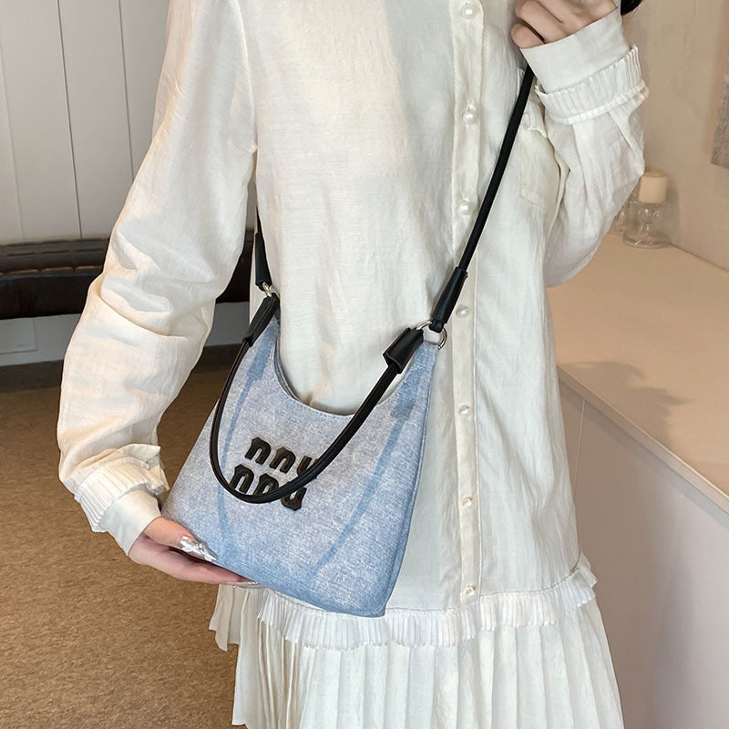 Internet Celebrant Same-Style Denim Tote Bag Large Capacity Shoulder Bag 2024 Trendy Niche High-End Crossbody Bag For Women - Image 4