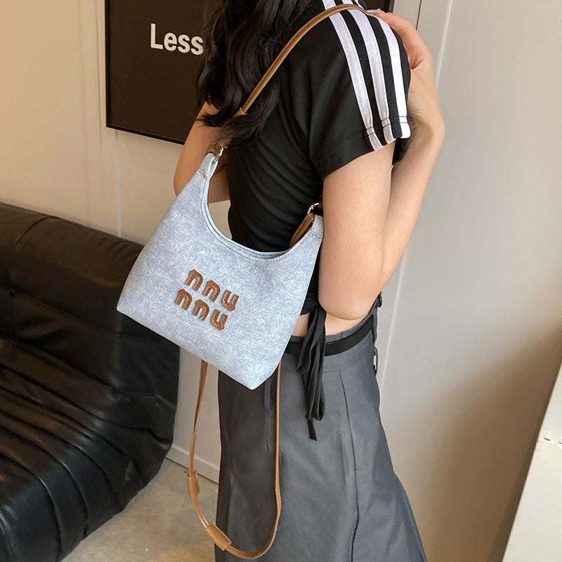 Internet Celebrant Same-Style Denim Tote Bag Large Capacity Shoulder Bag 2024 Trendy Niche High-End Crossbody Bag For Women - Image 3