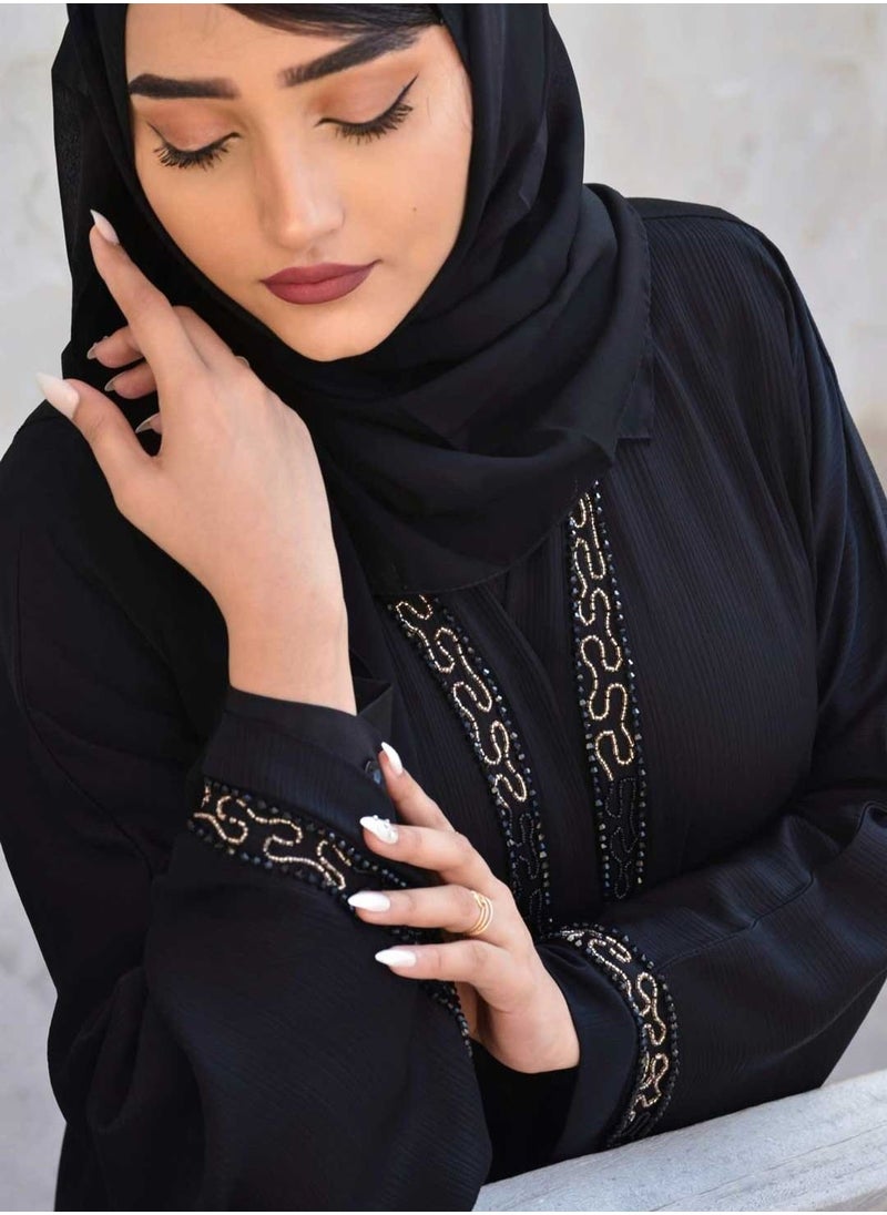 Spiffy Snow - Twinkling Glamour Black Abaya - Image 1