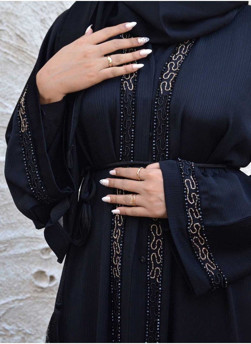 Spiffy Snow - Twinkling Glamour Black Abaya - Image 1