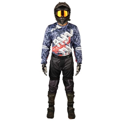 Rynox Fusion Neo Offroad Jersey | Mesh V-Shaped Collar Motocross Jersey with Active Ventilation - Grey Red Small - Image 4