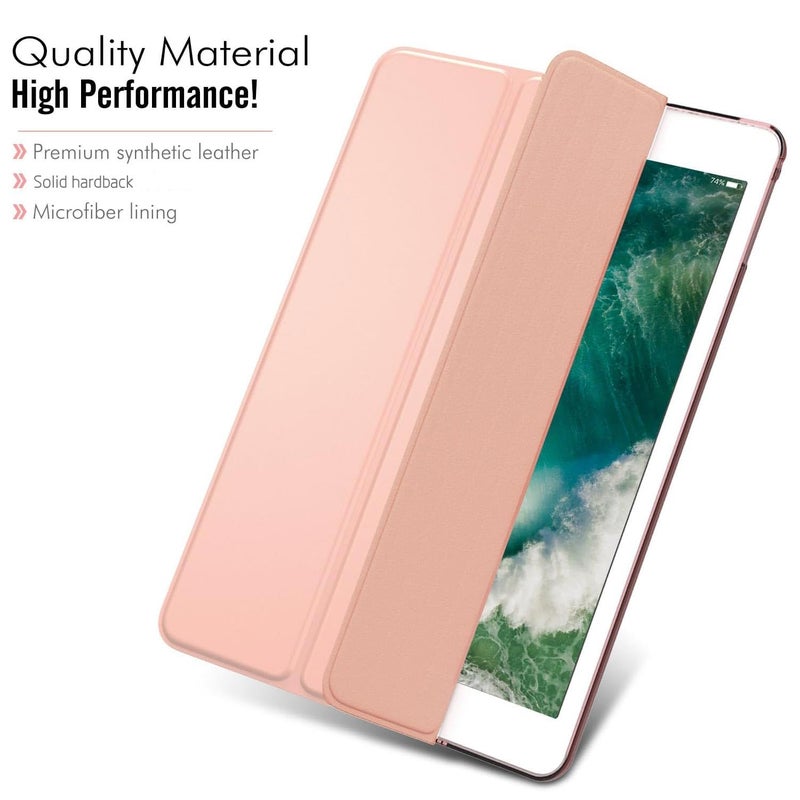 MoKo Case Fit 2018/2017 iPad 9.7 5th / 6th Generation - Slim Lightweight Smart Shell Stand Cover with Translucent Frosted Back Protector Fit Apple iPad 9.7 Inch 2018/2017, Rose Gold(Auto Wake/Sleep) - Image 3