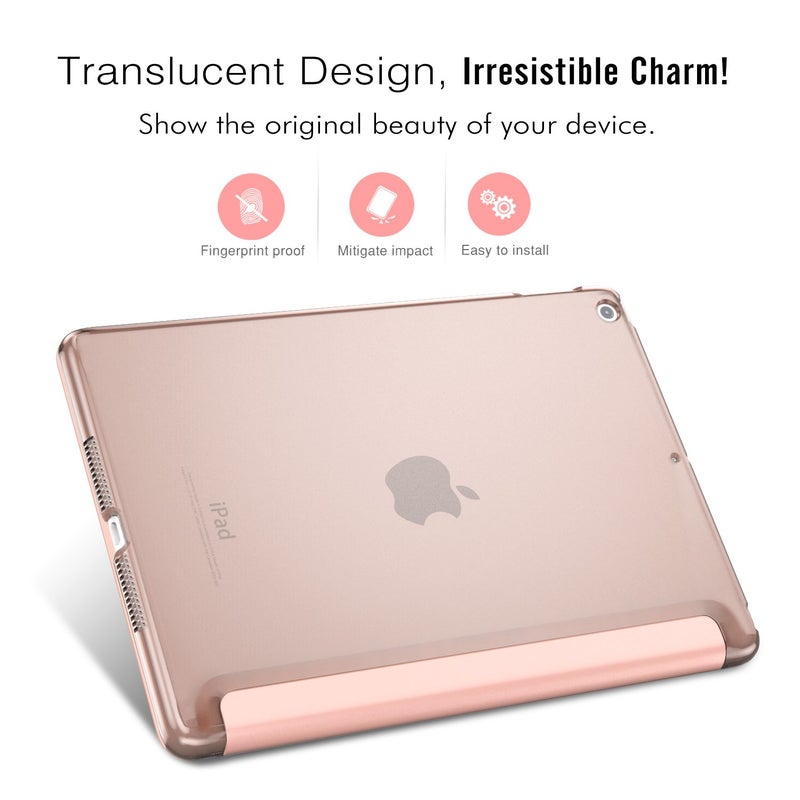 MoKo Case Fit 2018/2017 iPad 9.7 5th / 6th Generation - Slim Lightweight Smart Shell Stand Cover with Translucent Frosted Back Protector Fit Apple iPad 9.7 Inch 2018/2017, Rose Gold(Auto Wake/Sleep) - Image 4