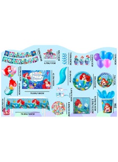 FRUITFUL PARTY Little Mermaid Party Decorations for 10 Guests, 185pcs My Little Mermaid Party Disposable Tableware Kit Little Mermaid Party Plates Cups and Napkins etc Mermaid Party Supplies  - Image 3
