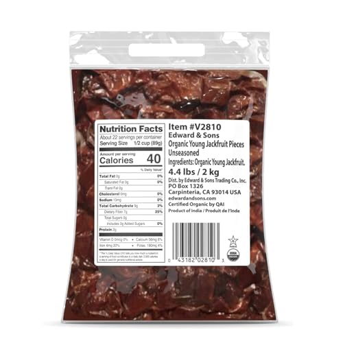 Edward & Sons Edward Sons Organic Young Jackfruit Jackfruit Organic Vegan Meat Vegan Fruit Plant Based Meat Vegan Meat Substitute Unseasoned 44 Pounds - Image 1