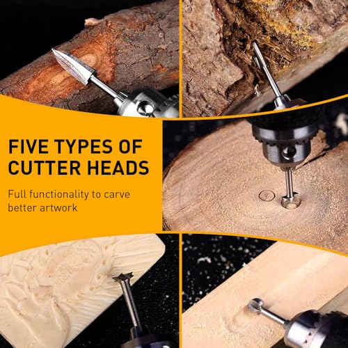 FOTYBEI Wood Carving Drill Bits Set Compatible with Dremel Rotary Tool 5 Different Engraving Drill Accessories Bit Wood Grinding Woodworking Tool with 3mm Shank for DIY Carving Drilling Micro Sculpture - Image 5